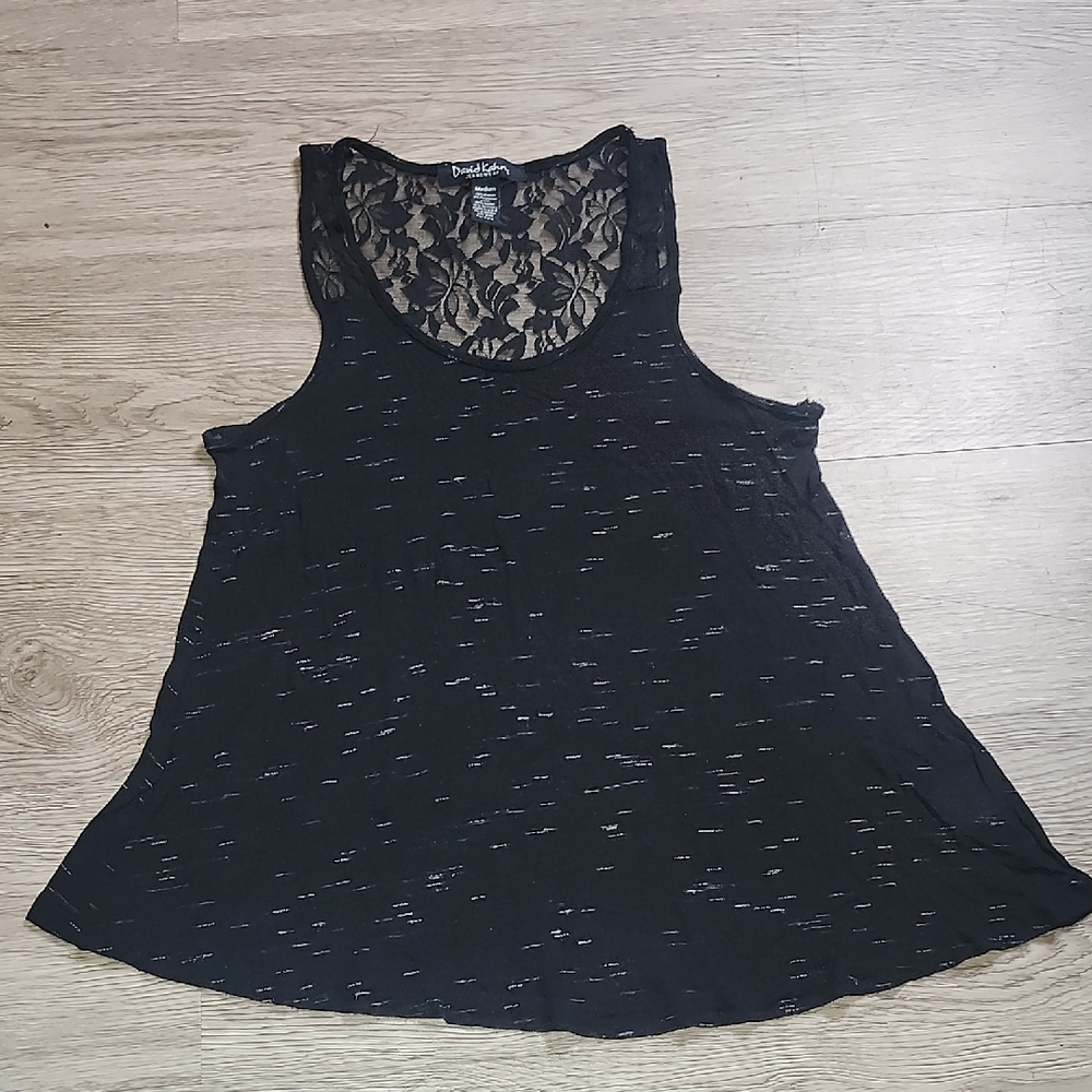 David Kahn Black Lace Detail Tank Top